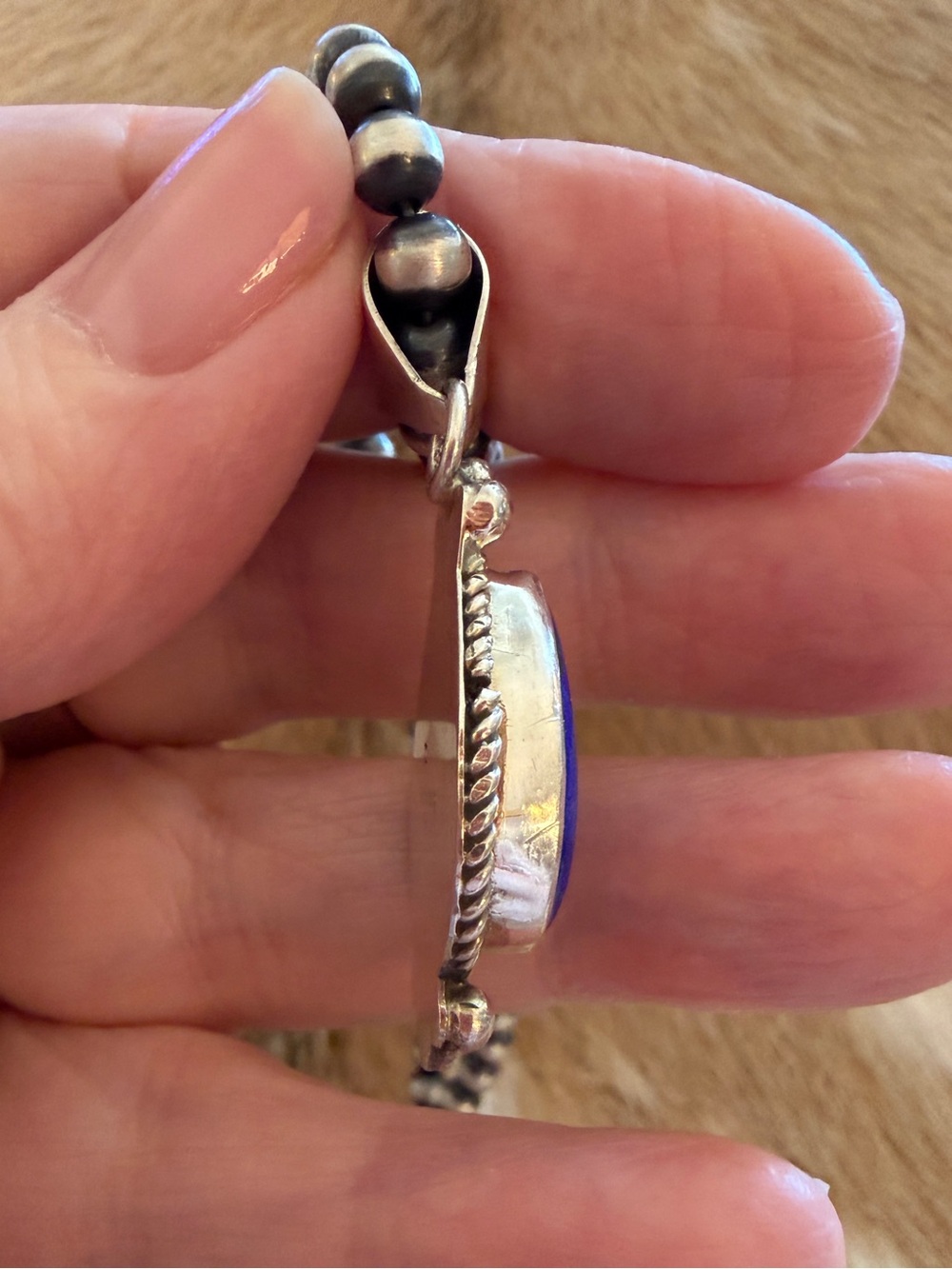 ❤️ Signed Navajo Robert Martinez Lapis Lazuli Sterling Statement Unisex Pendant - Picture 6 of 12